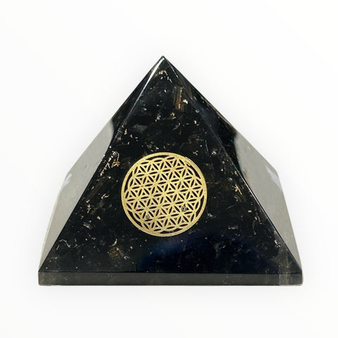 Orgonite Pyramid Style 3 - Black Tourmaline 6cm