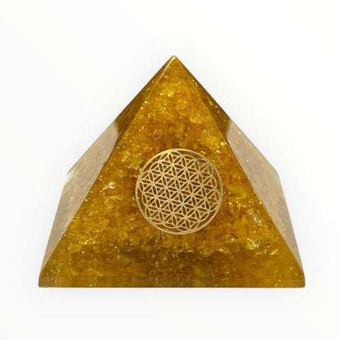 Orgonite Pyramid Style 3 - Citrine 6cm