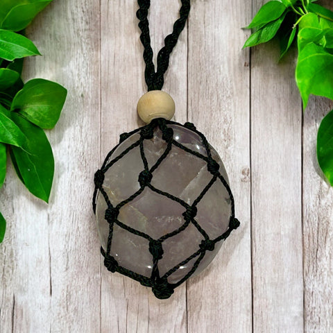 Amethyst Macrame Pendant - Adjustable