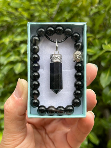 Black Tourmaline & Buddha Bracelet Gift Pack