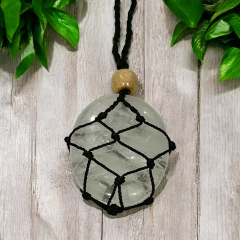 Clear Quartz Macrame Pendant - Adjustable