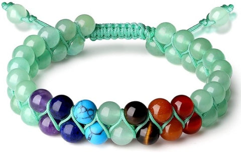 Double Round Bead Bracelet Aventurine (Adjustable Cord )