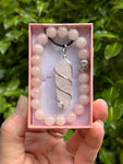 Rose Quartz Pendant & Bracelet Gift Pack #1