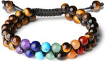 Double Round Bead Bracelet Tiger's Eye (Adjustable Cord )#1